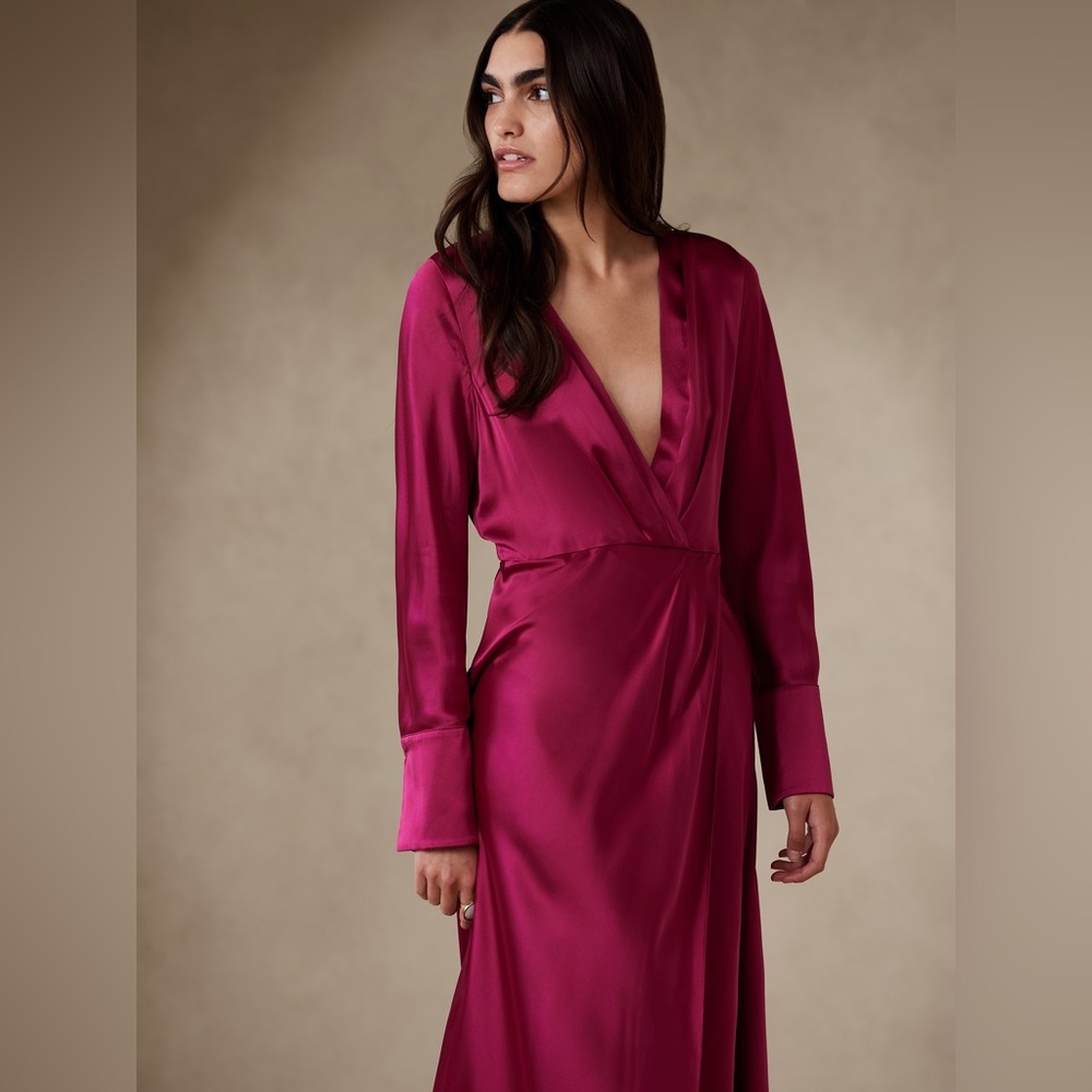 Banana Republic Etude Silk Maxi Dress Berry Size 2